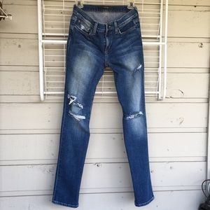 JOE’S JEANS DISTRESSED DENIM  CLASSIC BLUE STRAIGHT LEG